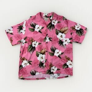 Paradise Bay Shirt Mens XL Pink Hawaiian Aloha Floral Beach Resort Vacation